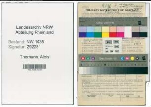 Entnazifizierung Alois Thomann , geb. 09.03.1902 (Bergingenieur)