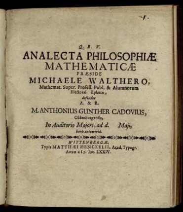 Analecta Philosophiae Mathematicae