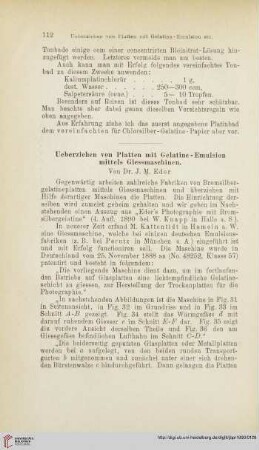Ueberziehen von Platten mit Gelatine-Emulsion mittels Giessmaschinen