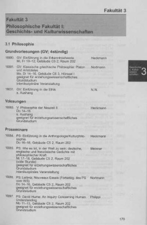 Philosophische Fakultät I: Geschichts- und Kulturwissenschaften