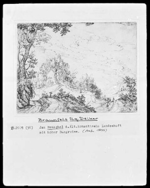 Romantische Landschaft mit hoher Burgruine