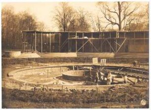 Ausstellungsgarten Jubiläums-Gartenbau-Ausstellung 1926, Dresden: Ansicht Vorbreitung und Aufbau Parktheater