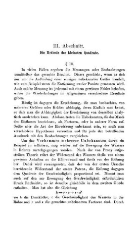 III. Abschnitt. Die Methode der kleinsten Quadrate.