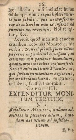Caput III. Expenditur monitum tertium.