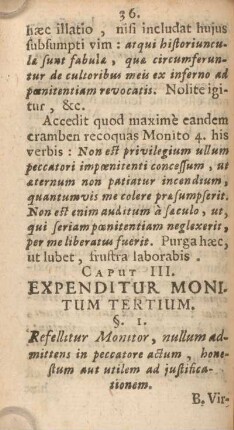 Caput III. Expenditur monitum tertium.