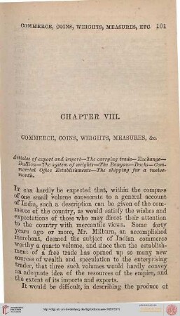 Chapter VIII: Commerce, Coins, Weights, Measures, etc.