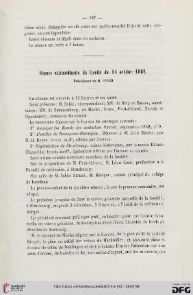Séance extraordinaire du Comité du 14 octobre 1862