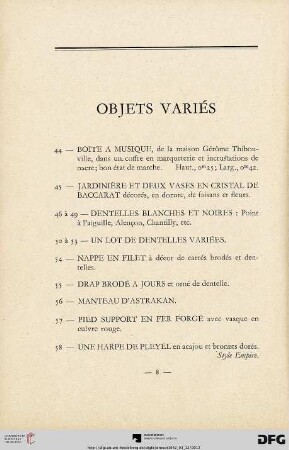 Objets variés (Nr. 44-63)