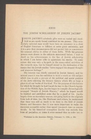 XXIII. The Jewish scholarship of Joseph Jacobs