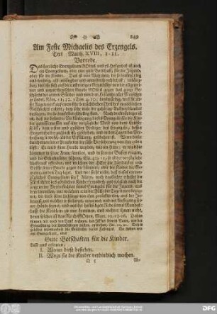Am Feste Michaelis des Erzengels. Text Matth. XVIII, 1 - 11.