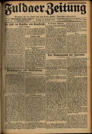 Ausgabe vom Freitag, den 19. Februar 1926.