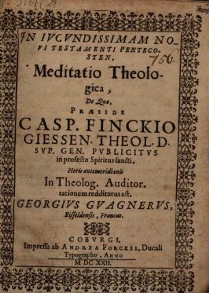 In iucundissimam Novi Testamenti pentecosten meditatio theologica