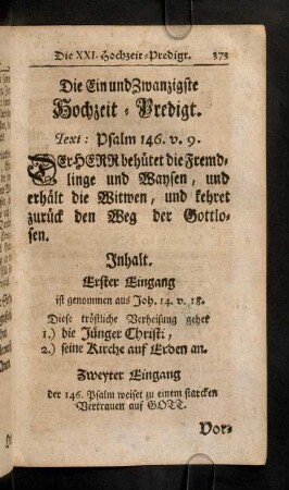 373-389, Die Ein und Zwanzigste Hochzeit-Predigt