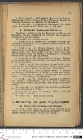 IV. Verwaltung der geistl. Angelegenheiten.