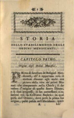 Storia dello stabilimento dei Monaci mendicanti