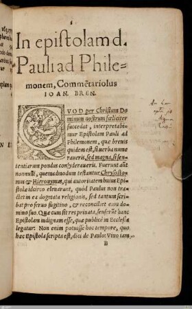 In epistolam ad Philemonem Commentariolus