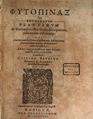 Phytopinax : seu enumeratio plantarum