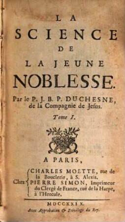 La Science De La Jeune Noblesse, 1