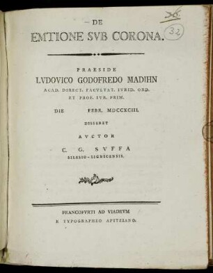 De Emtione Svb Corona