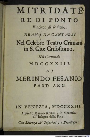 Mitridate re di Ponto vincitor di sè stesso