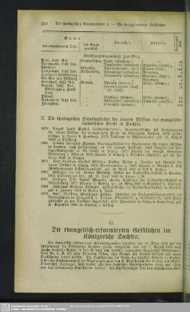 G. Die evangelisch-reformierten Geistlichen und Kirchendiener im Königreiche Sachsen