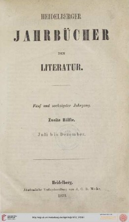 65,2: Heidelberger Jahrbücher der Literatur