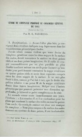 Étude du complexe proposé au concours général de 1885. [Fortsetzung]