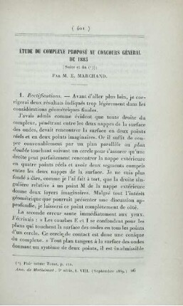 Étude du complexe proposé au concours général de 1885. [Fortsetzung]