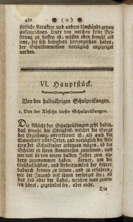 VI. Hauptstück. Von den halbjährigen Schulprüfungen.