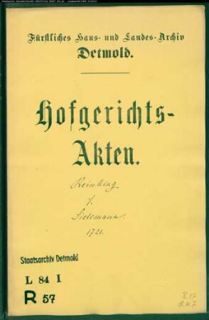 Reinking, Konrads Erben in Detmold gegen Joh. Hermann Sielemann zu Pottenhausen - Schuldforderung
