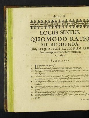 Locus Sextus. Quomodo Ratio Sit Reddenda?