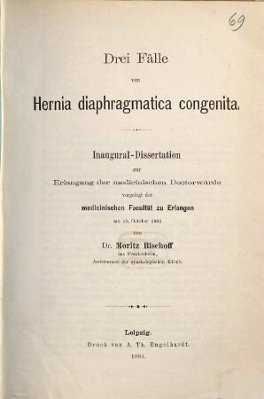Drei Fälle von Hernia diaphragmatica congenita