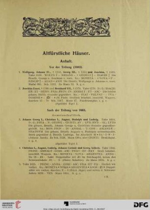 Altfürstliche Häuser (Nr. 1-670)