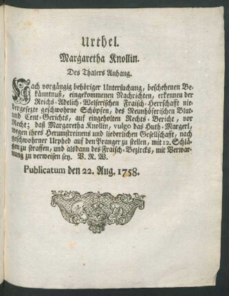 Urthel. Margaretha Knollin
