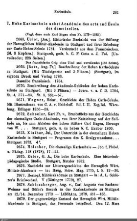 7. Hohe Karlsschule nebst Académie des arts und École des demoiselles