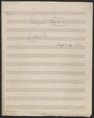 Il canzoniere, V, pf, op.17, Excerpts - BSB Mus.ms. 23165-1 : [cover title:] Canzonier (villanesco // Agreste? // Campagnolo? ) // Canto // Venezia 2 Marzo - 16 [later modified to 31] Marzo ; [back of cover, upside down:] Canzonieri // Schizzi