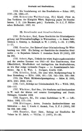 22. Strafrecht und Strafverfahren