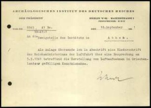 Anschreiben; Martin Schede an AIDR Athen