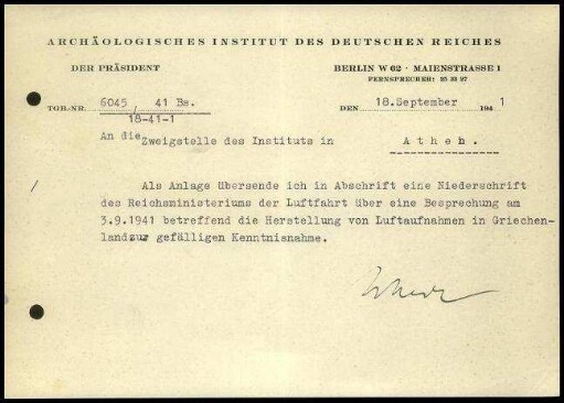 Anschreiben; Martin Schede an AIDR Athen