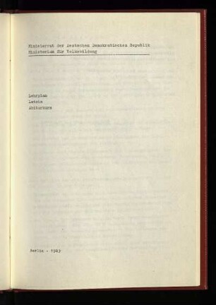 Lehrplan Latein Abiturkurs