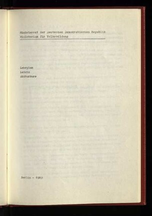 Lehrplan Latein Abiturkurs