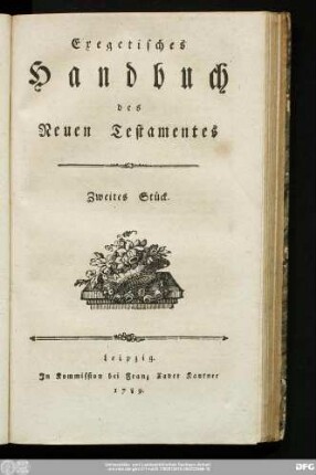 Zweites Stück: Exegetisches Handbuch des Neuen Testamentes