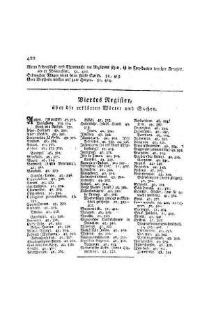 Viertes Register : über die erklärten Wörter und Sachen