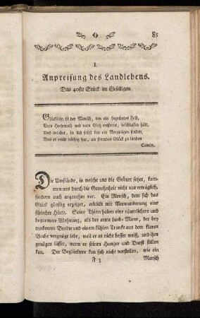 I. Anpreisung des Landlebens.