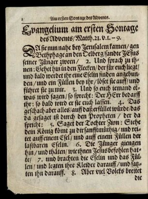 Evangelium am ersten Sontage des Advents/ ...