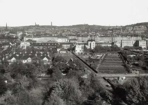 Gera, Stadtansicht : Gera. Stadtansicht vom Hainberg von Westen über das Tal der Weißen Elster