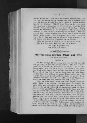 Unterhaltung zwischen Pferd und Esel. : Der kleine Thierfreund.