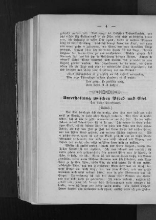 Unterhaltung zwischen Pferd und Esel. : Der kleine Thierfreund.