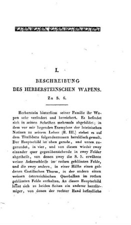 I. Beschreibung der Herbersteinschen Wapens