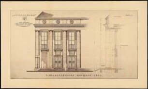 Jugenderholungsheim Schinkelwettbewerb 1943: Haupteingang: Detail der Fassade. Ansicht, Schnitt 1:20